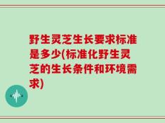 野生灵芝生长要求标准是多少(标准化野生灵芝的生长条件和环境需求)