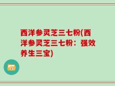 西洋参灵芝三七粉(西洋参灵芝三七粉：强效养生三宝)
