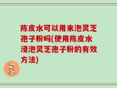 陈皮水可以用来泡灵芝孢子粉吗(使用陈皮水浸泡灵芝孢子粉的有效方法)