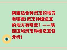 陕西适合种灵芝的地方有哪些(灵芝种植适宜的地方有哪些？——陕西区域灵芝种植适宜性分析)