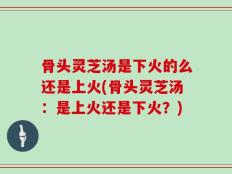 骨头灵芝汤是下火的么还是上火(骨头灵芝汤：是上火还是下火？)