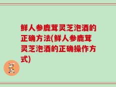 鲜人参鹿茸灵芝泡酒的正确方法(鲜人参鹿茸灵芝泡酒的正确操作方式)