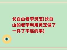 长白山老李灵芝(长白山的老李利用灵芝做了一件了不起的事)