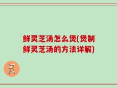 鲜灵芝汤怎么煲(煲制鲜灵芝汤的方法详解)