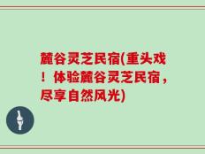 麓谷灵芝民宿(重头戏！体验麓谷灵芝民宿，尽享自然风光)