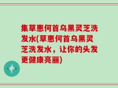 集草惠何首乌黑灵芝洗发水(草惠何首乌黑灵芝洗发水，让你的头发更健康亮丽)