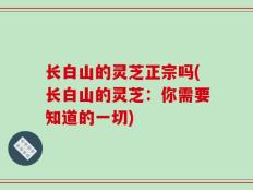 长白山的灵芝正宗吗(长白山的灵芝：你需要知道的一切)
