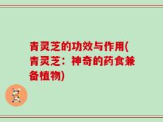 青灵芝的功效与作用(青灵芝：神奇的药食兼备植物)