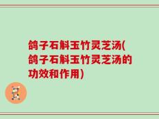 鸽子石斛玉竹灵芝汤(鸽子石斛玉竹灵芝汤的功效和作用)