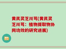 黄芪灵芝川芎(黄芪灵芝川芎：植物提取物协同功效的研究进展)