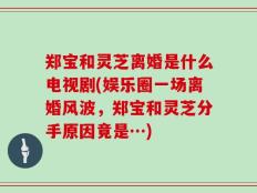 郑宝和灵芝离婚是什么电视剧(娱乐圈一场离婚风波，郑宝和灵芝分手原因竟是…)