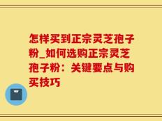 怎样买到正宗灵芝孢子粉_如何选购正宗灵芝孢子粉：关键要点与购买技巧