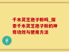 千木灵芝孢子粉吗_探索千木灵芝孢子粉的神奇功效与使用方法