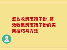 怎么收灵芝孢子粉_高效收集灵芝孢子粉的实用技巧与方法