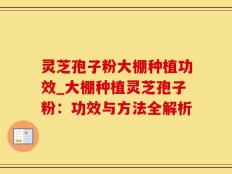灵芝孢子粉大棚种植功效_大棚种植灵芝孢子粉：功效与方法全解析