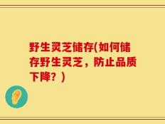野生灵芝储存(如何储存野生灵芝，防止品质下降？)