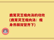 鹿茸灵芝瘦肉汤的功效(鹿茸灵芝瘦肉汤：瘦身养颜双管齐下)
