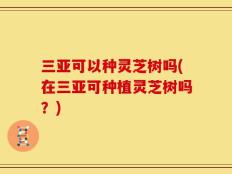 三亚可以种灵芝树吗(在三亚可种植灵芝树吗？)
