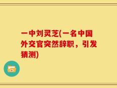 一中刘灵芝(一名中国外交官突然辞职，引发猜测)