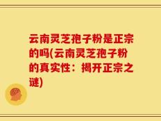 云南灵芝孢子粉是正宗的吗(云南灵芝孢子粉的真实性：揭开正宗之谜)