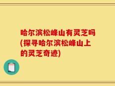 哈尔滨松峰山有灵芝吗(探寻哈尔滨松峰山上的灵芝奇迹)