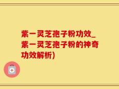 紫一灵芝孢子粉功效_紫一灵芝孢子粉的神奇功效解析)