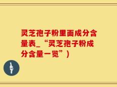 灵芝孢子粉里面成分含量表_“灵芝孢子粉成分含量一览”)