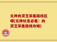元神肉灵芝采集路线在哪(元神玩家必看：肉灵芝采集路线攻略)