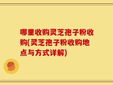 哪里收购灵芝孢子粉收购(灵芝孢子粉收购地点与方式详解)