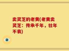 卖灵芝的老黄(老黄卖灵芝：传承千年，壮年不衰)