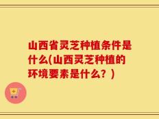 山西省灵芝种植条件是什么(山西灵芝种植的环境要素是什么？)
