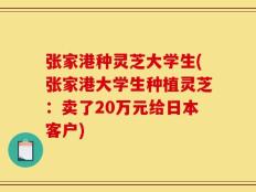 张家港种灵芝大学生(张家港大学生种植灵芝：卖了20万元给日本客户)