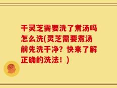 干灵芝需要洗了煮汤吗怎么洗(灵芝需要煮汤前先洗干净？快来了解正确的洗法！)