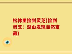 松林里捡到灵芝(捡到灵芝：深山发现自然宝藏)