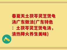 春夏天土茯苓灵芝煲龟汤广东做法(广东特色：土茯苓灵芝煲龟汤，清热降火养生美味)