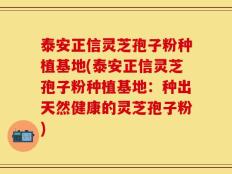 泰安正信灵芝孢子粉种植基地(泰安正信灵芝孢子粉种植基地：种出天然健康的灵芝孢子粉)