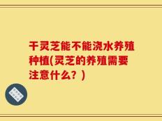 干灵芝能不能浇水养殖种植(灵芝的养殖需要注意什么？)