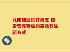 九阳破壁机打灵芝 探索营养释放的高效养生新方式
