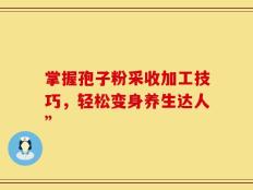 掌握孢子粉采收加工技巧，轻松变身养生达人”