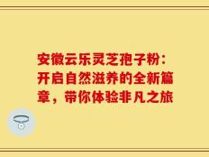 安徽云乐灵芝孢子粉：开启自然滋养的全新篇章，带你体验非凡之旅