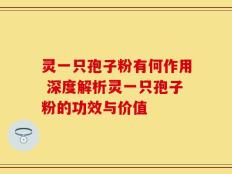 灵一只孢子粉有何作用 深度解析灵一只孢子粉的功效与价值