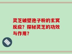 灵芝破壁孢子粉的玄冥反应？探秘灵芝的功效与作用？