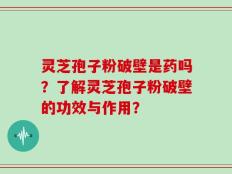 灵芝孢子粉破壁是药吗？了解灵芝孢子粉破壁的功效与作用？