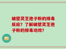 破壁灵芝孢子粉的排毒反应？了解破壁灵芝孢子粉的排毒功效？