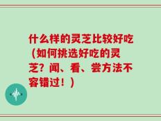 什么样的灵芝比较好吃 (如何挑选好吃的灵芝？闻、看、尝方法不容错过！)