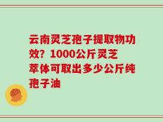 云南灵芝孢子提取物功效？1000公斤灵芝萃体可取出多少公斤纯孢子油