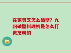 在家灵芝怎么破壁？九阳破壁料理机是怎么打灵芝粉的