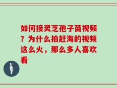 如何接灵芝孢子苗视频？为什么拍赶海的视频这么火，那么多人喜欢看