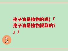 孢子油是植物的吗(「孢子油是植物提取的？」)