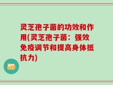 灵芝孢子菌的功效和作用(灵芝孢子菌：强效免疫调节和提高身体抵抗力)